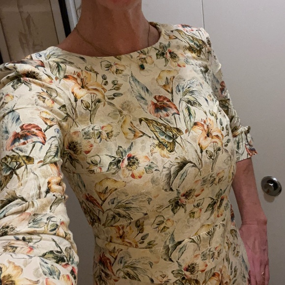 Vintage; hand made; one of a kind floral midi dress. Size 2 - Picture 3 of 14